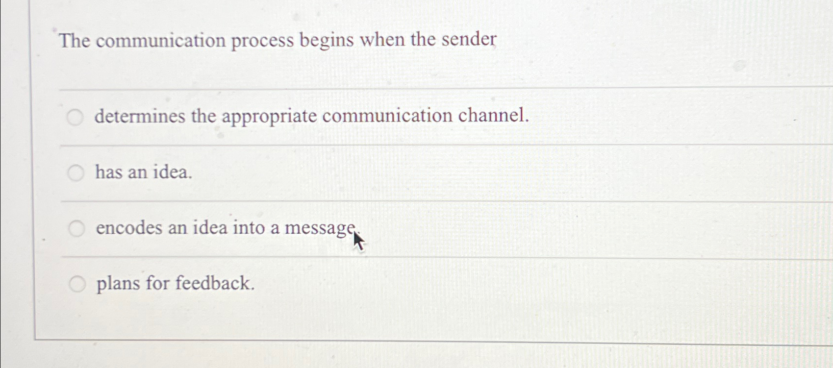  The communication process begins when the sender determines the appropriate communication