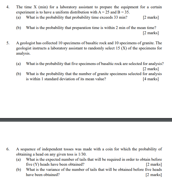  The time x(min) for a laboratory assistant to prepare the equipment