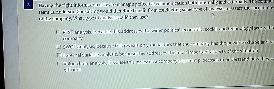  3 Having the right information is key to managing effective communication
