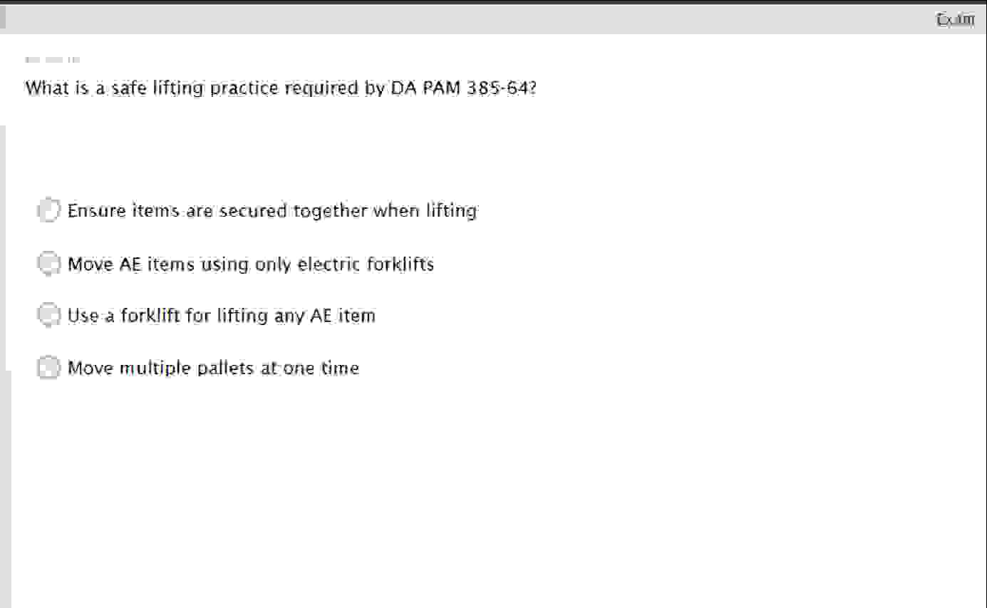  What is a safe lifting practice required by DA PAM 385-64?