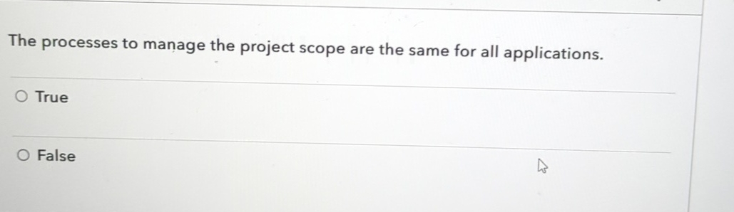  The processes to manage the project scope are the same for