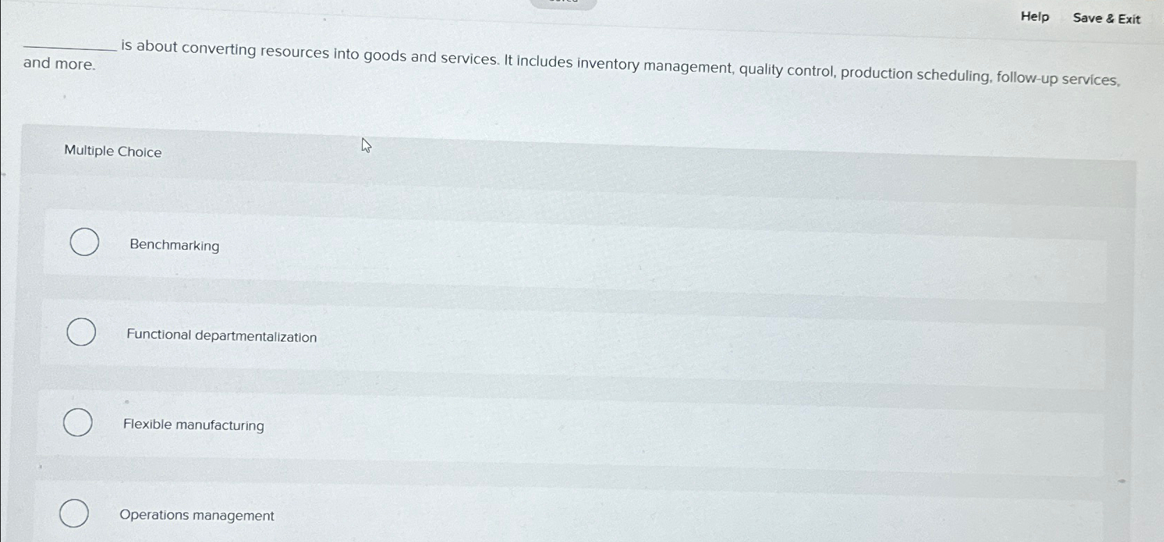  Help Save & Exit is about converting resources into goods and