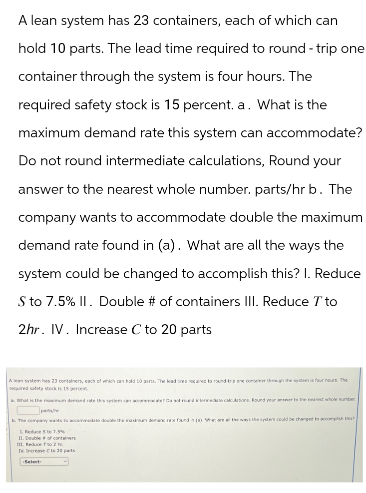  don't use chatgpt.....A lean system has 23 containers, each of which