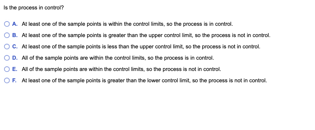 process. Is the process in statistical control? The UCLc equals (Enter your