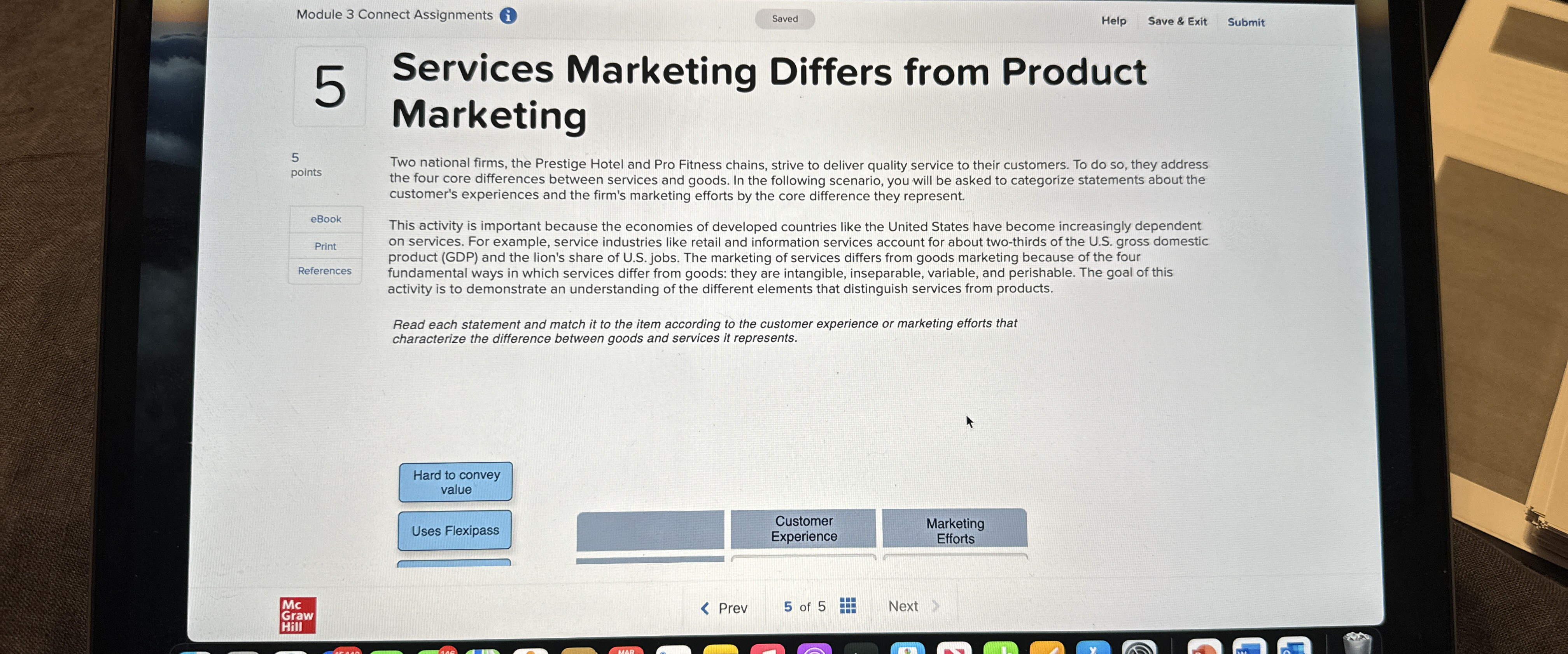  Module 3 Connect Assignments Help Save & Exit Submit 5 Services