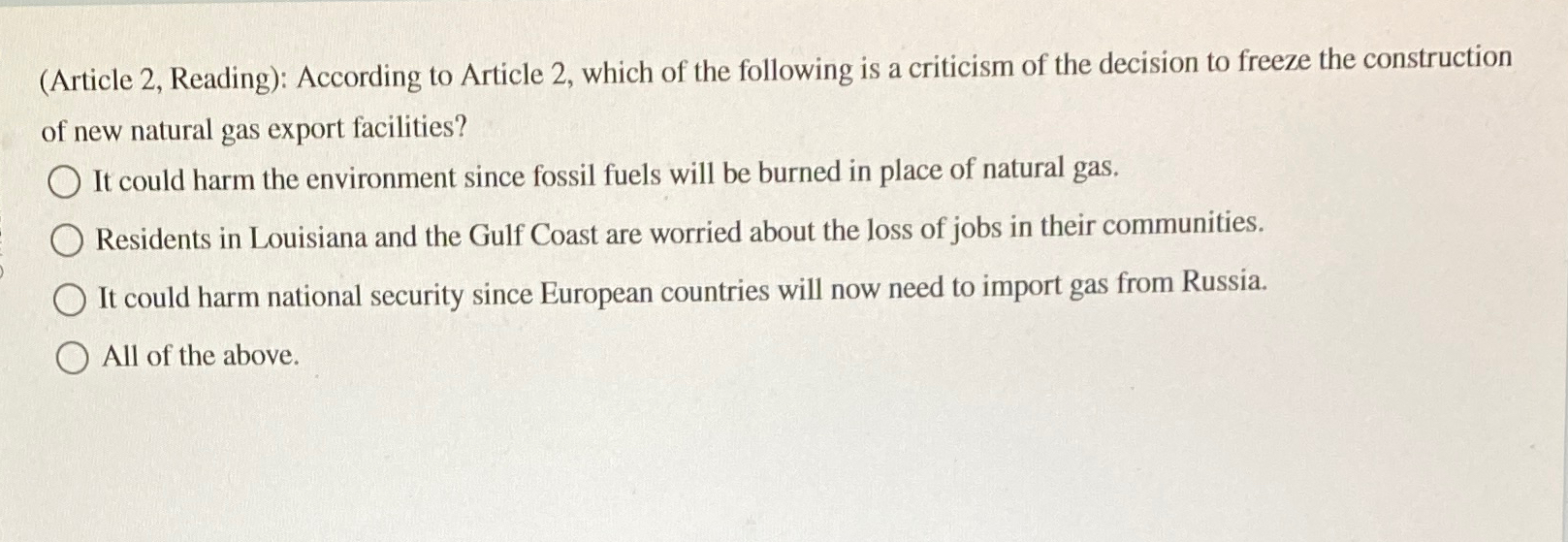  (Article 2, Reading): According to Article 2, which of the following