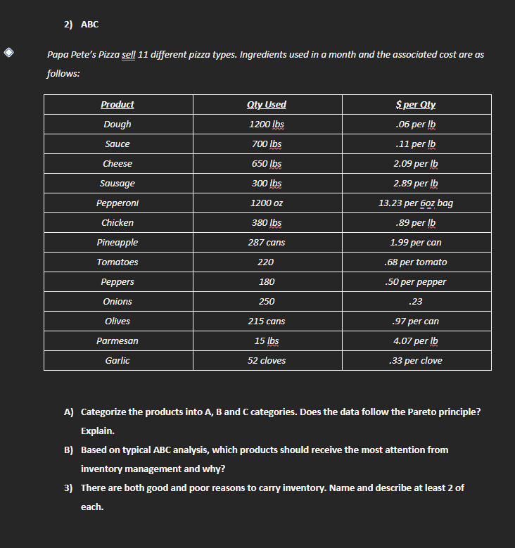  EOQ Problem #1: The Always Fresh Grocery Store carries a particular