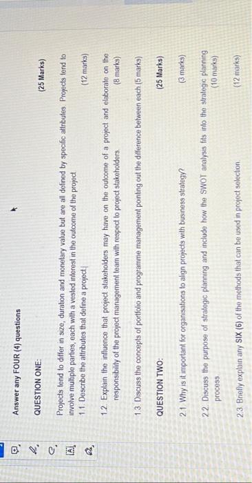  2. e Ai Or Answer any FOUR (4) questions QUESTION ONE: