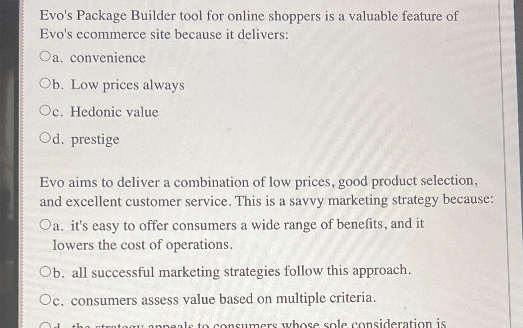  Evo's Package Builder tool for online shoppers is a valuable feature