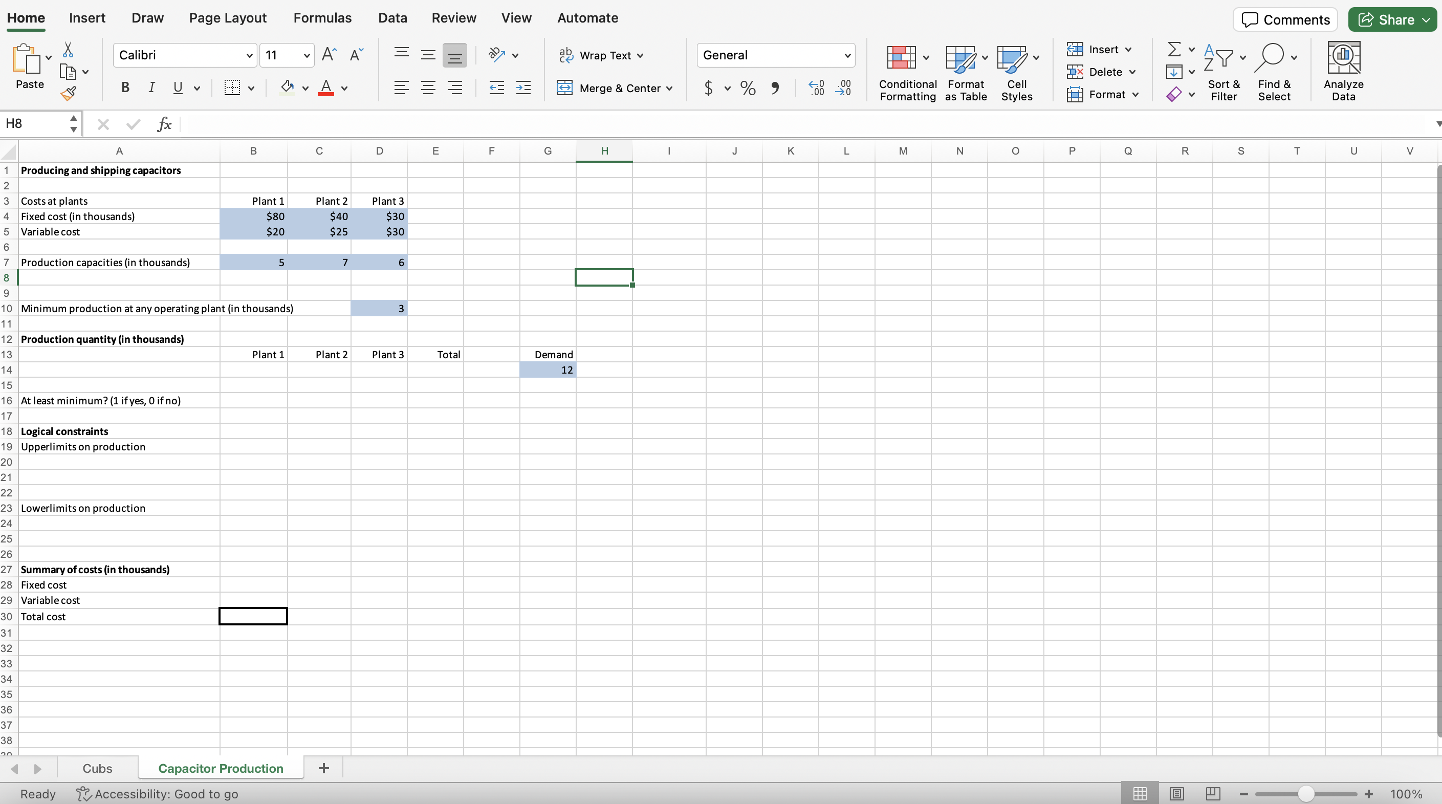  Write the managerial formulation and determine the optimum solution for the