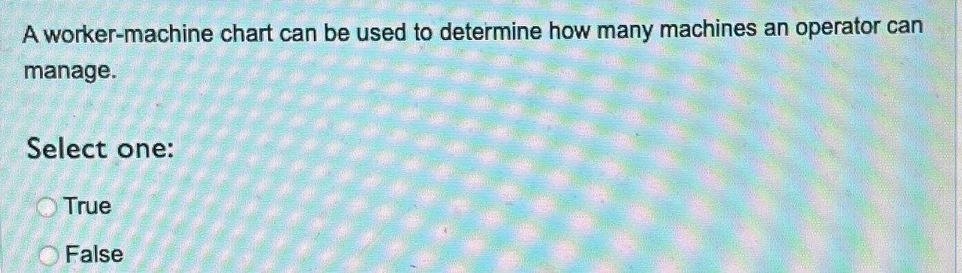  A worker-machine chart can be used to determine how many machines