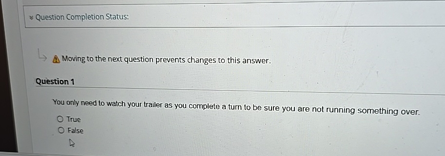  Question Completion Status: Moving to the next question prevents changes to