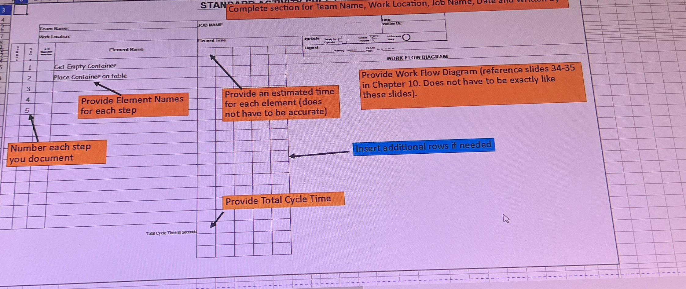  Number each step you document RK FLOW DGRAM Provide Work Flow