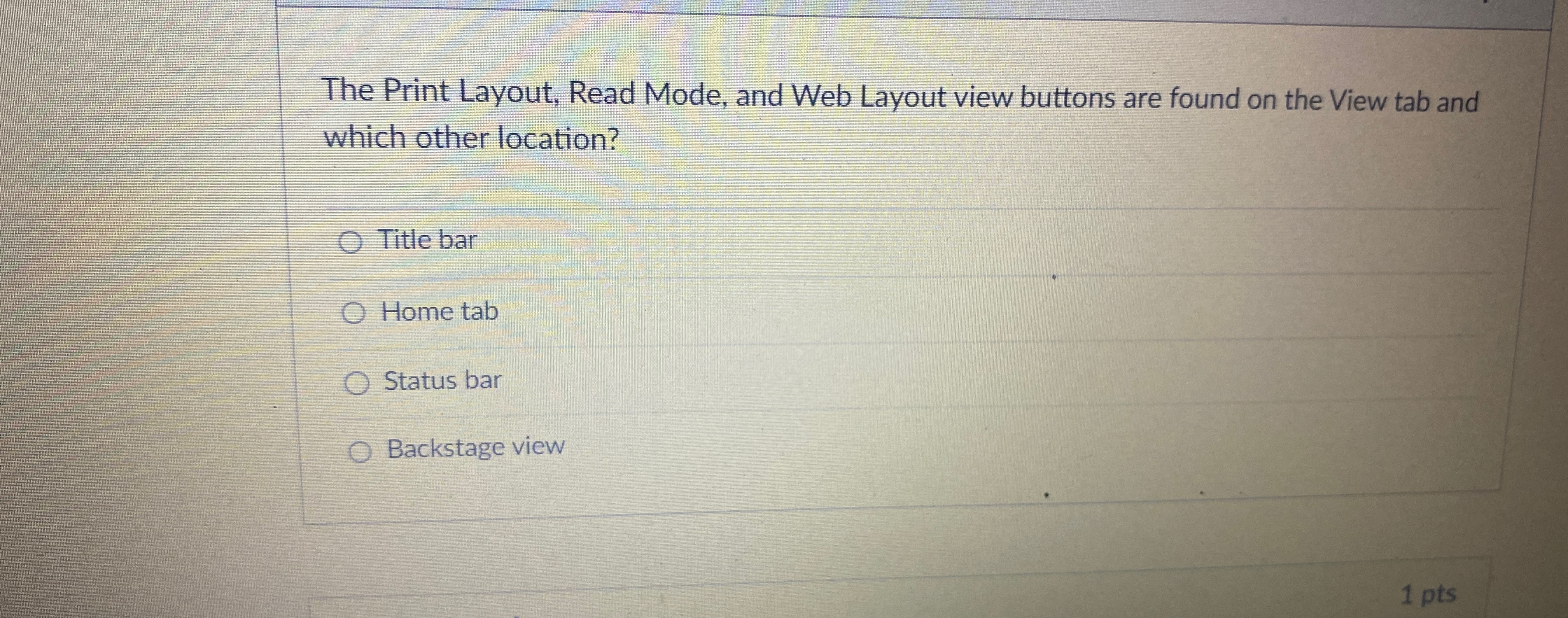  The Print Layout, Read Mode, and Web Layout view buttons are