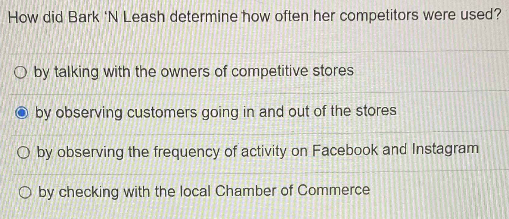  How did Bark 'N Leash determine how often her competitors were