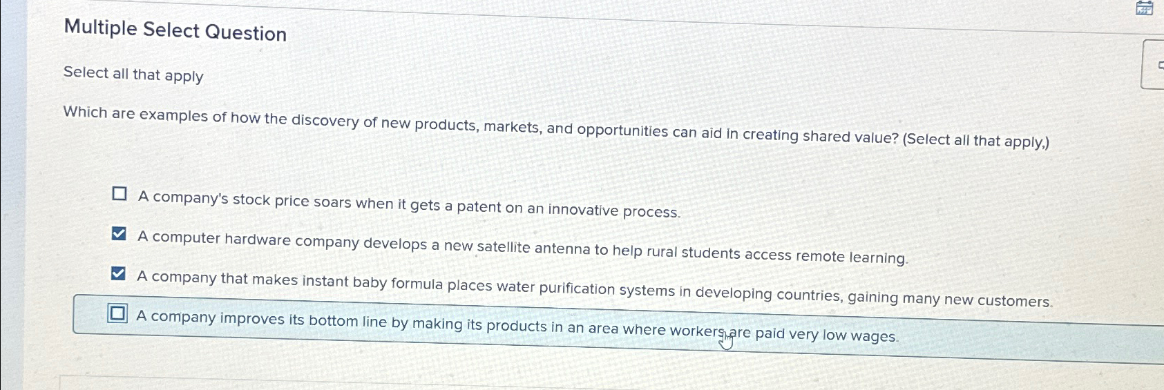  Multiple Select Question Select all that apply Which are examples of