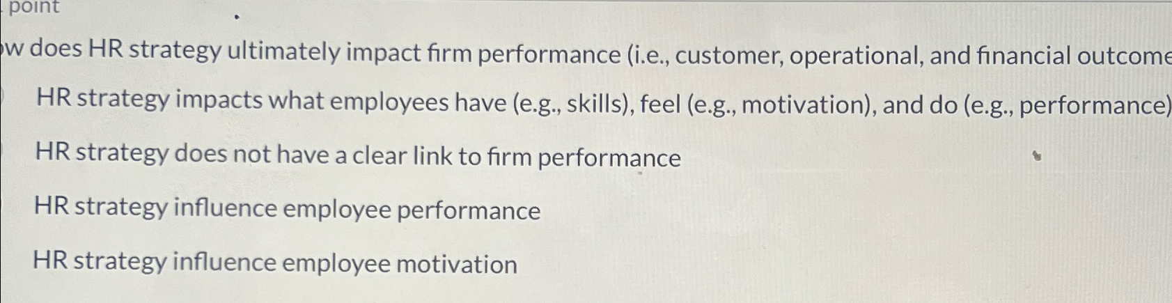  w does HR strategy ultimately impact firm performance (i.e., customer, operational,