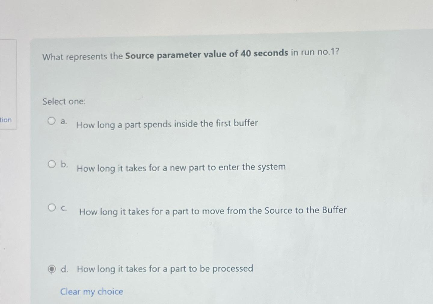  What represents the Source parameter value of 40 seconds in run