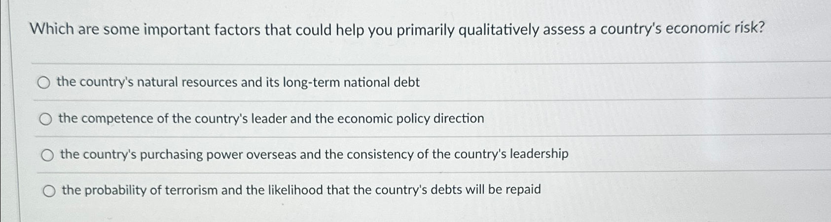  Which are some important factors that could help you primarily qualitatively