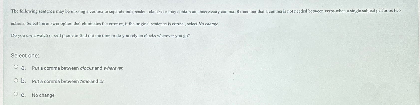  actions. Select the answer option that eliminates the error or, if