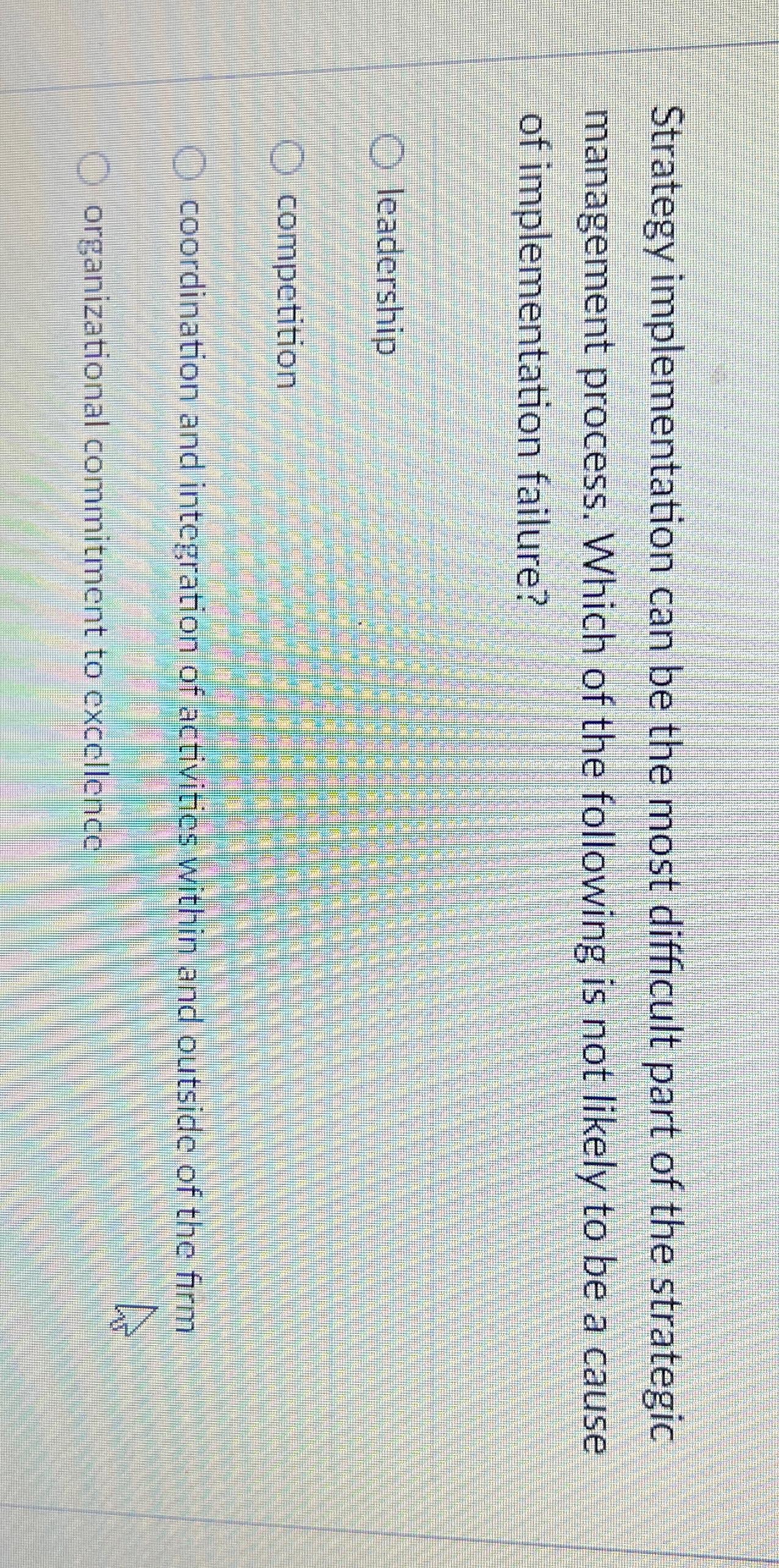  Strategy implementation can be the most difficult part of the strategic