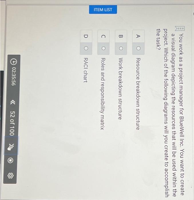  You work as a project manager for BlueWell Inc. You want