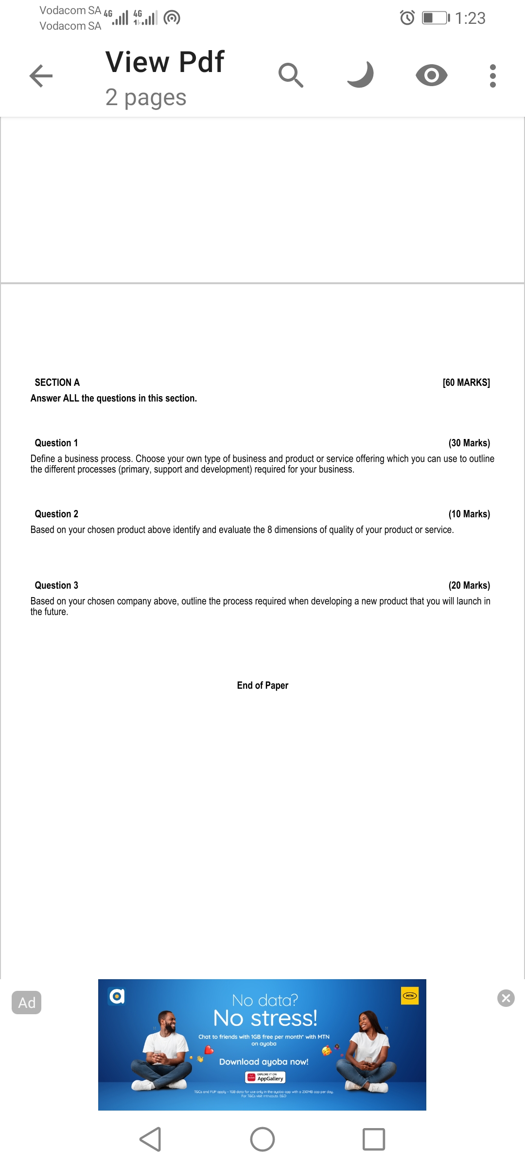  SECTION A [60 MARKS] Answer ALL the questions in this section.