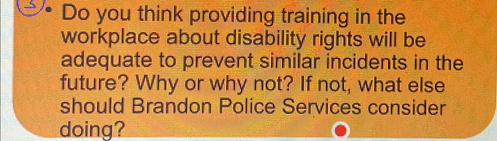  Do you think providing training in the workplace about disability rights