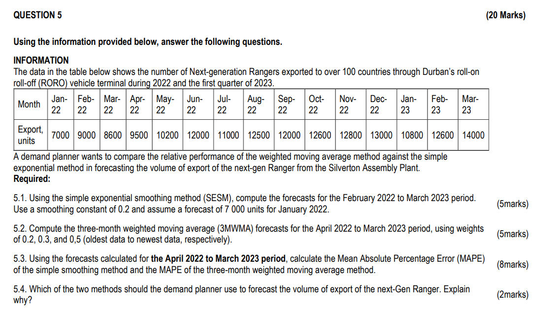 kindly please help me with question Using the information provided below, answer