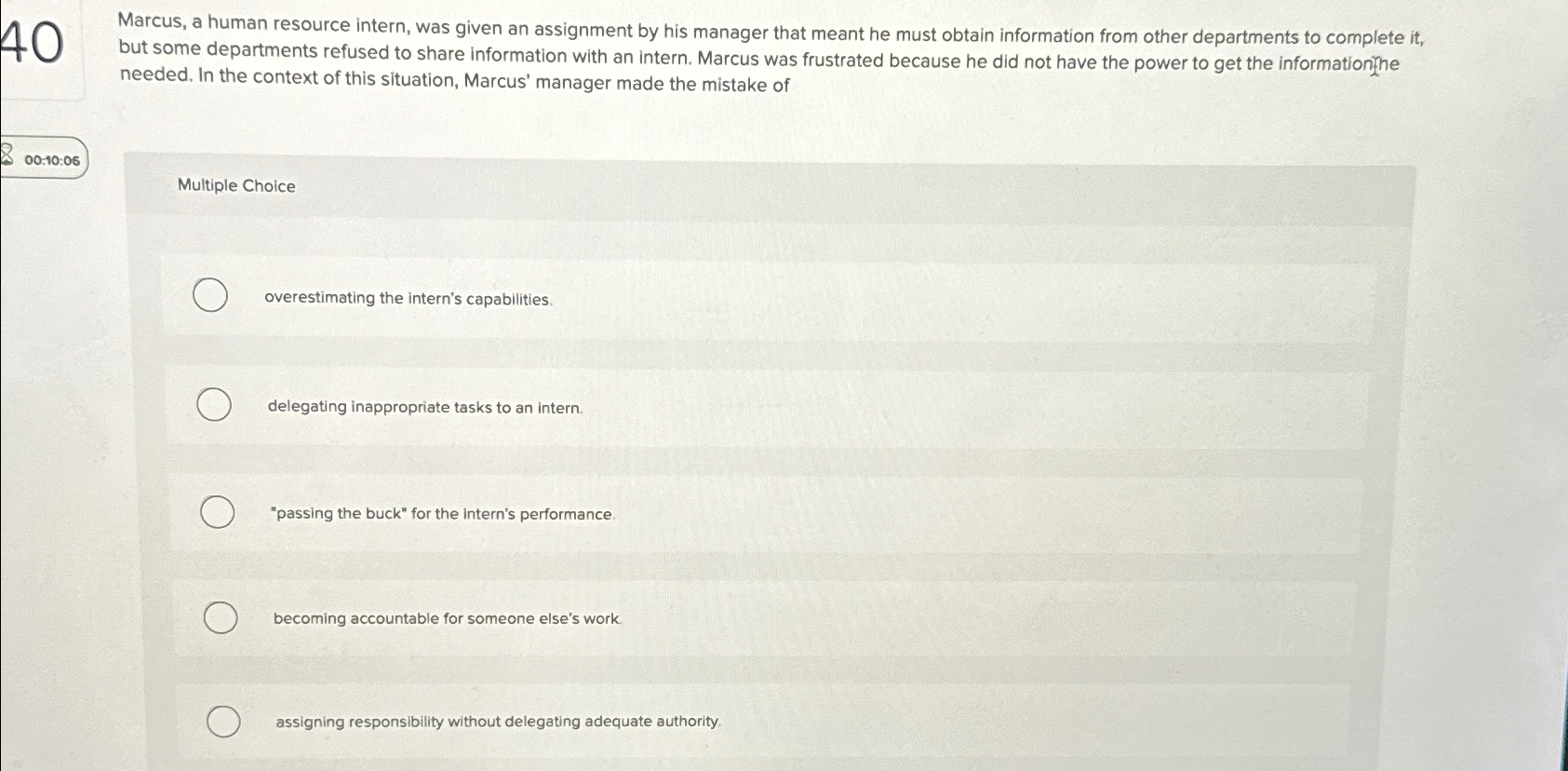  Marcus, a human resource intern, was given an assignment by his