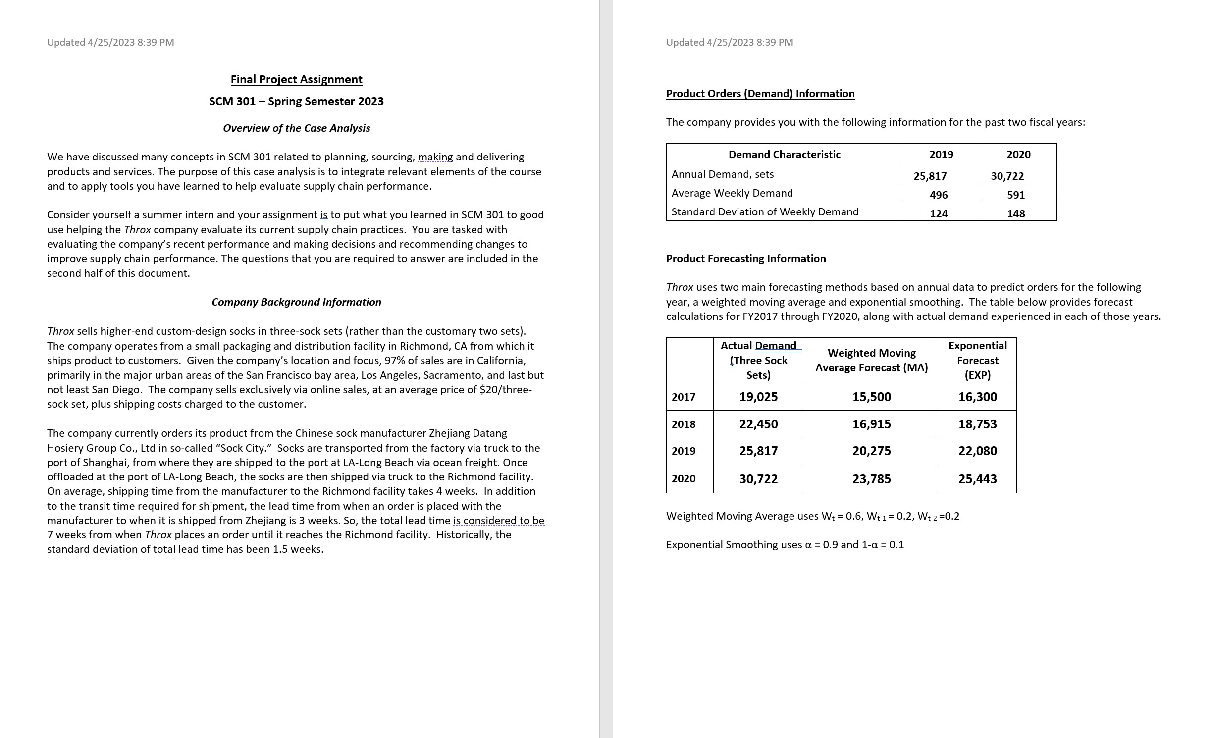 Using the current and alternative supplier information that has been provided for