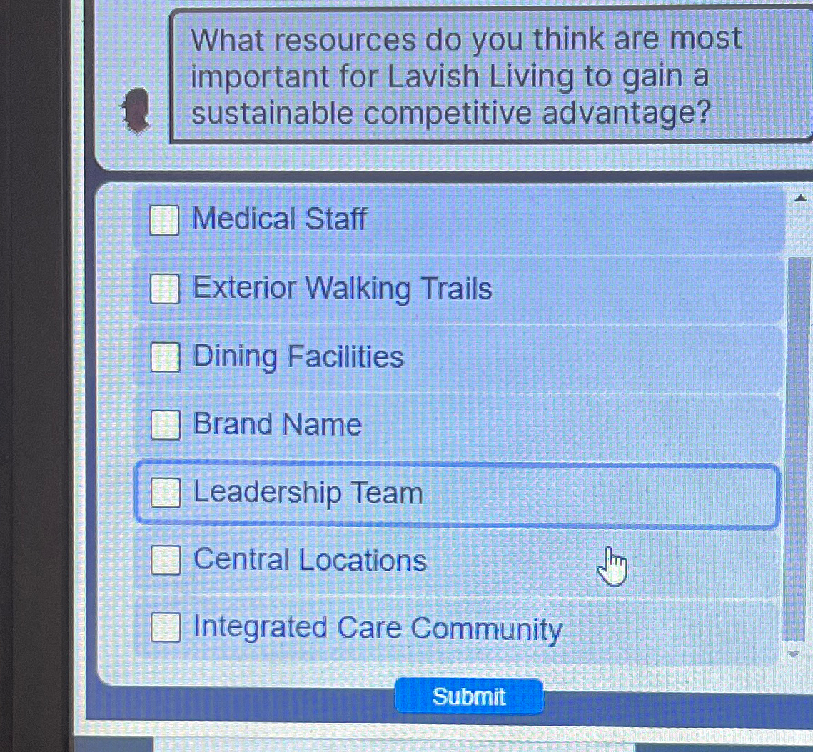  What resources do you think are most important for Lavish Living