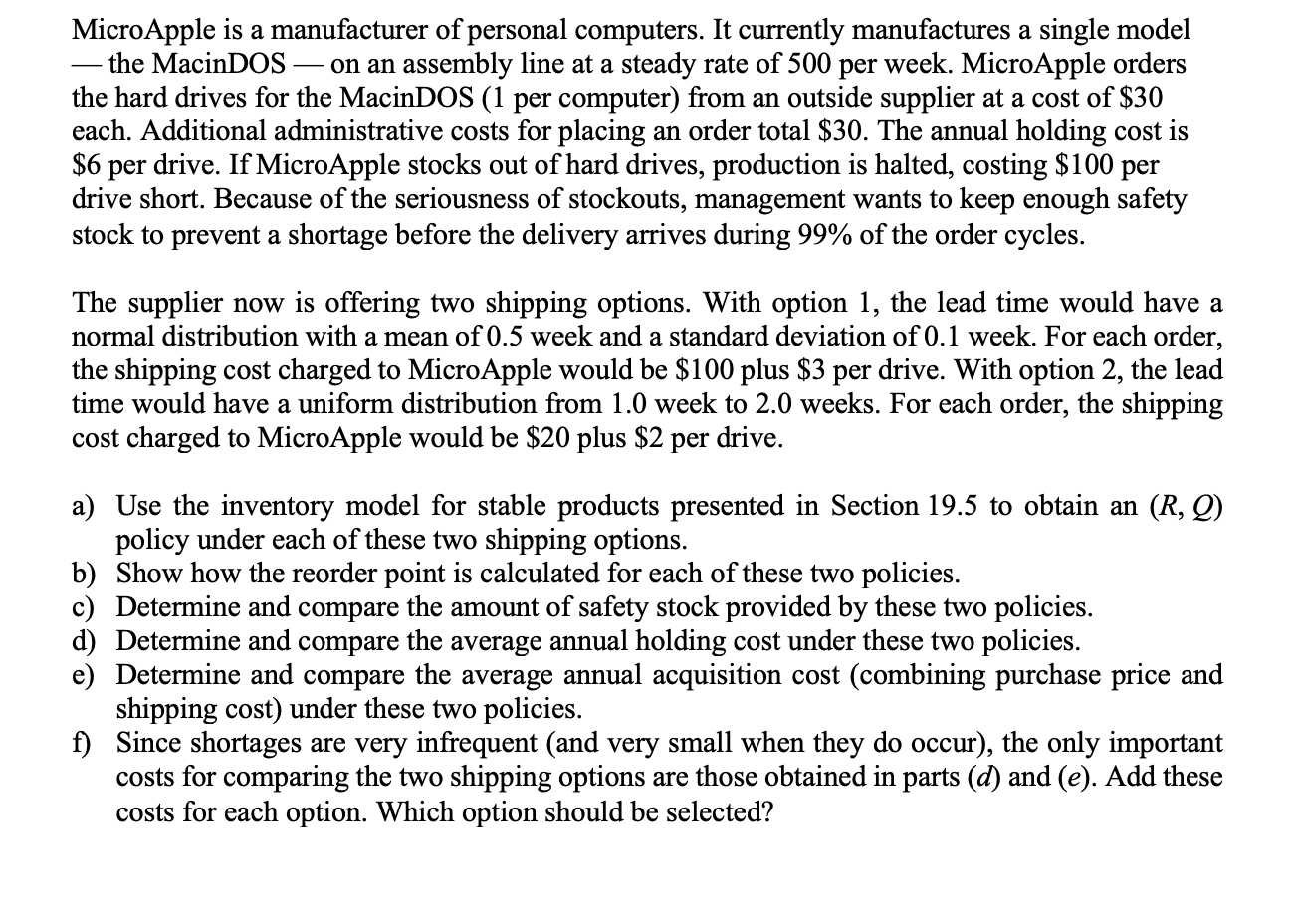 Please use excel where needed and show MicroApple is a manufacturer of