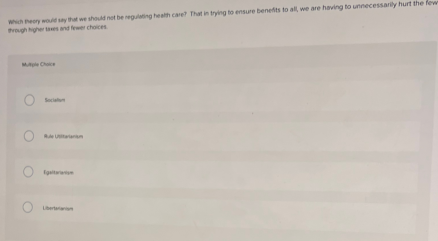  Which theory would say that we should not be regulating health