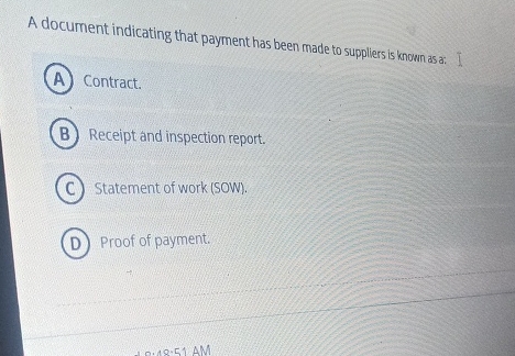  A document indicating that payment has been made to suppliers is