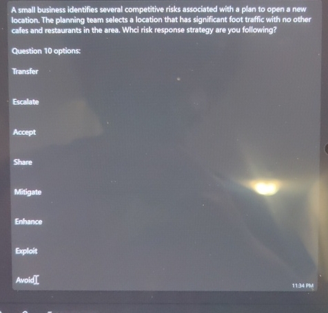  A small business identifies several competitive risks associated with a plan