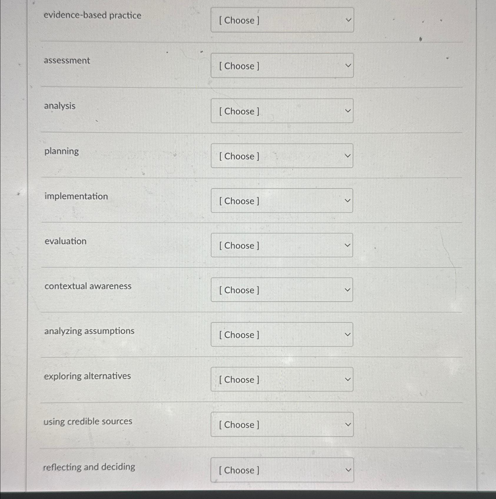  evidence-based practice assessment analysis planning implementation evaluation contextual awareness analyzing assumptions