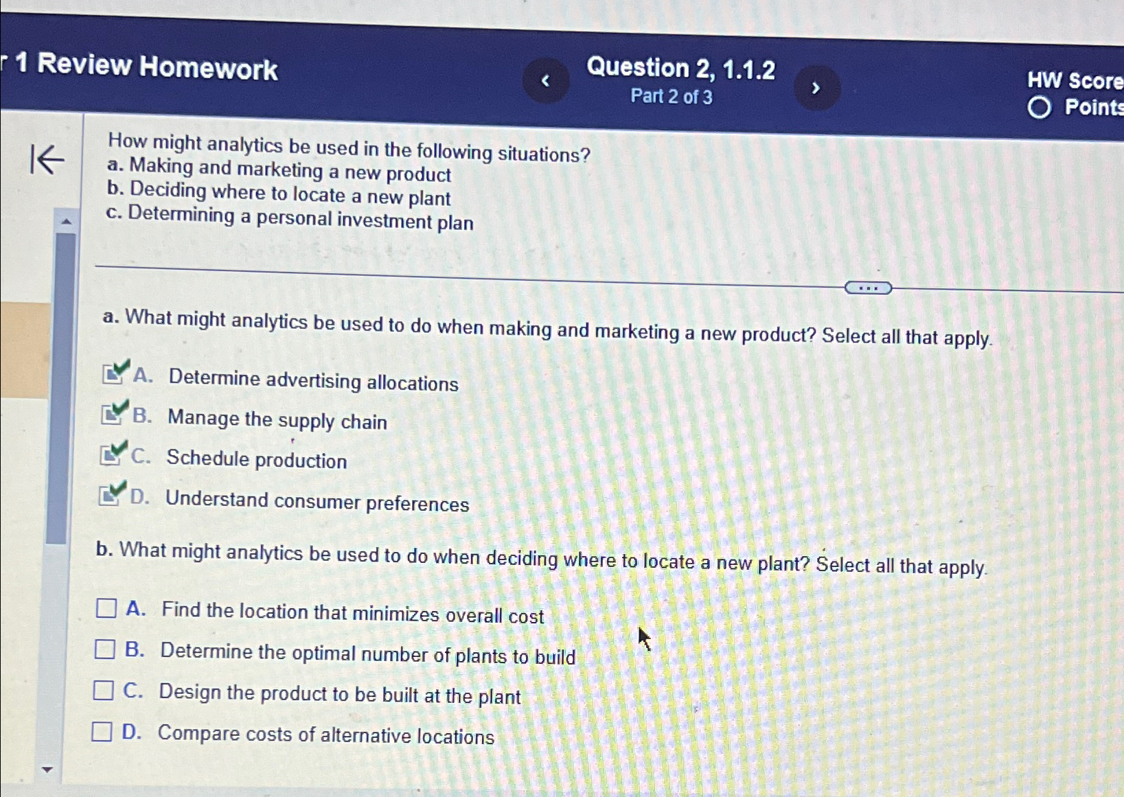  1 Review Homework Question 2,1.1.2 Part 2 of 3 HW Score