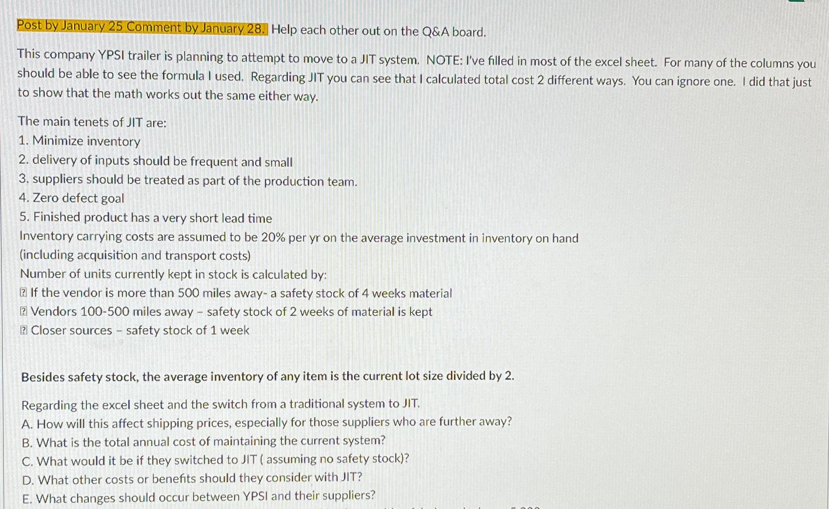  Post by January 25 Comment by January 28. Help each other