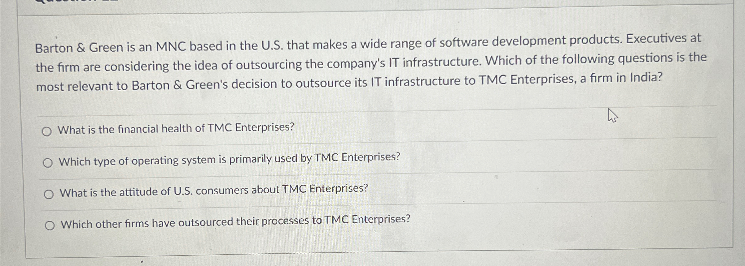  Barton & Green is an MNC based in the U.S. that