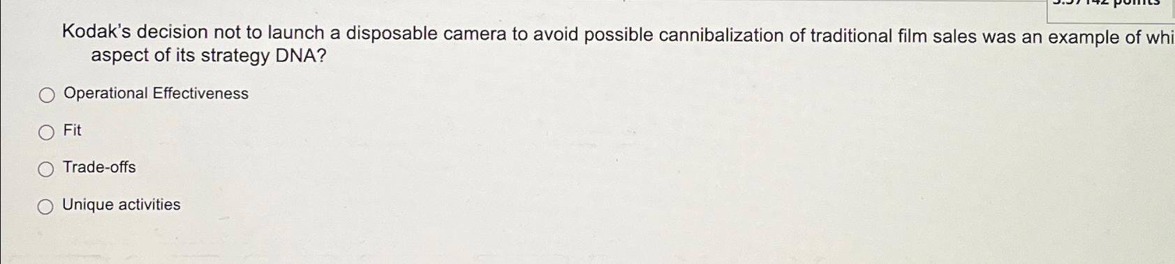  Kodak's decision not to launch a disposable camera to avoid possible