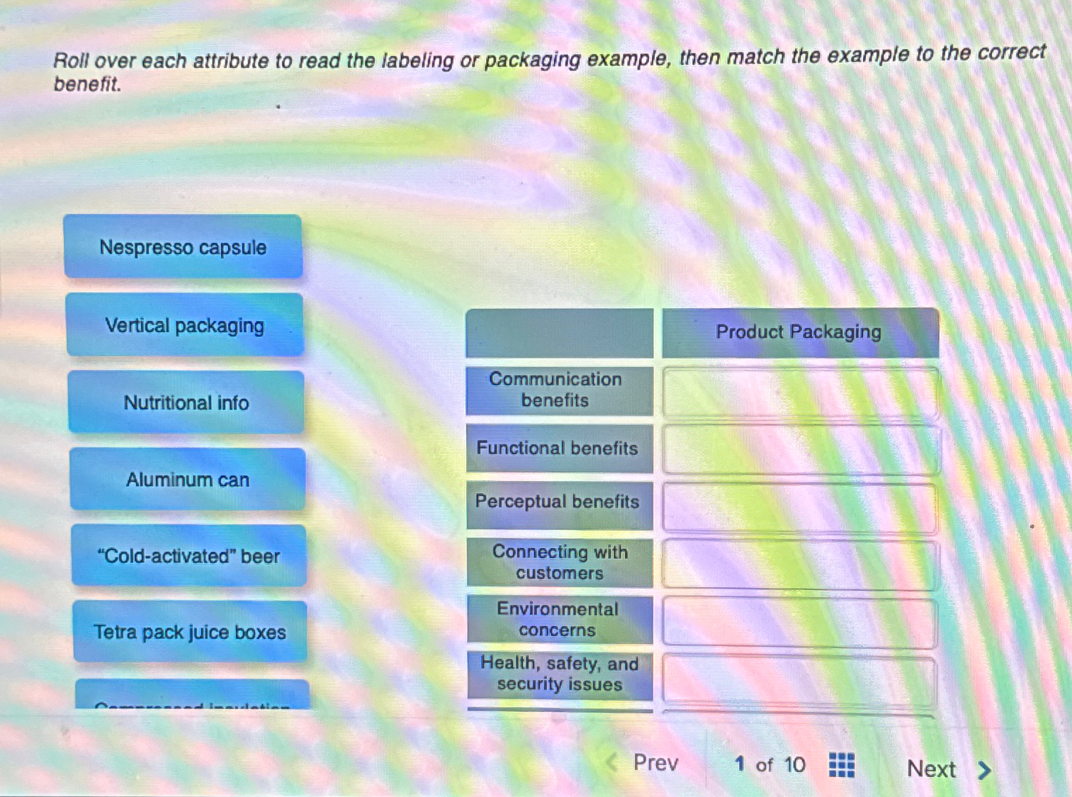  Roll over each attribute to read the labeling or packaging example,