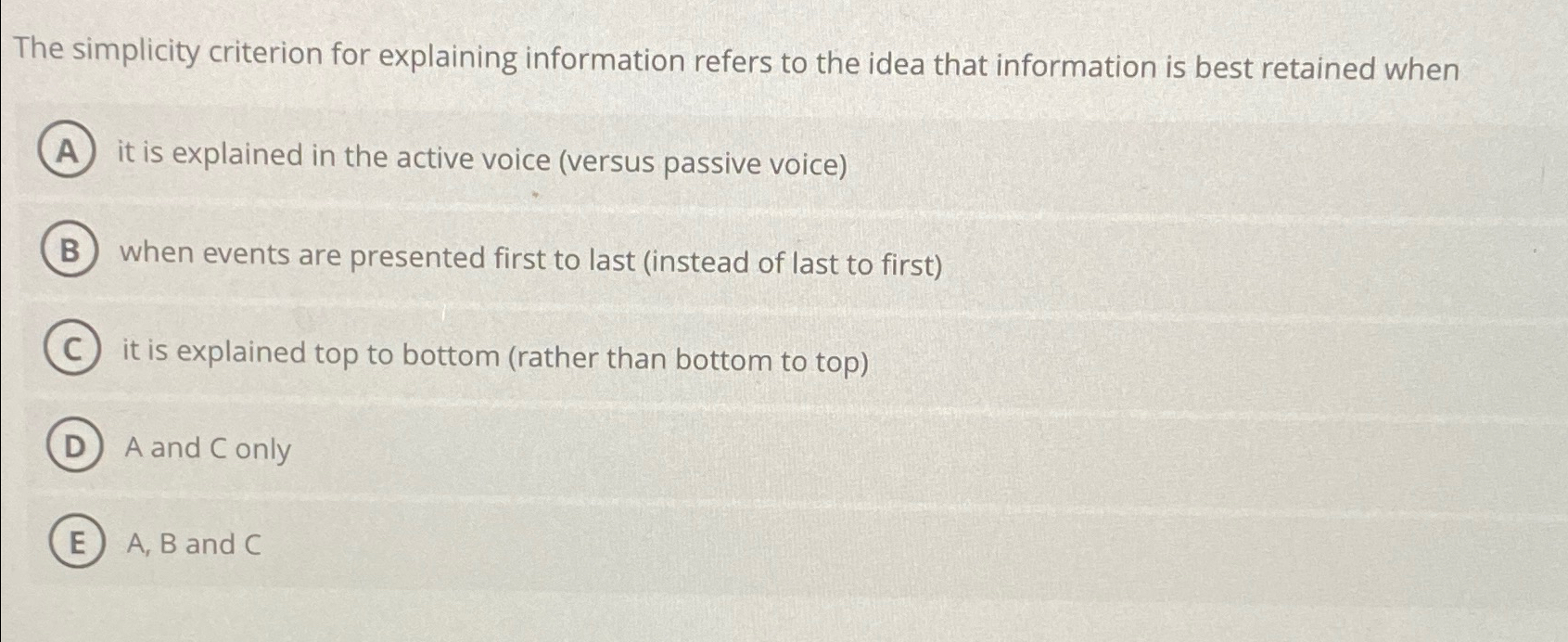  The simplicity criterion for explaining information refers to the idea that