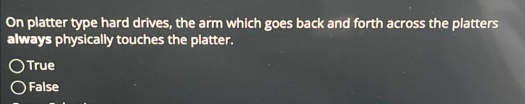  On platter type hard drives, the arm which goes back and