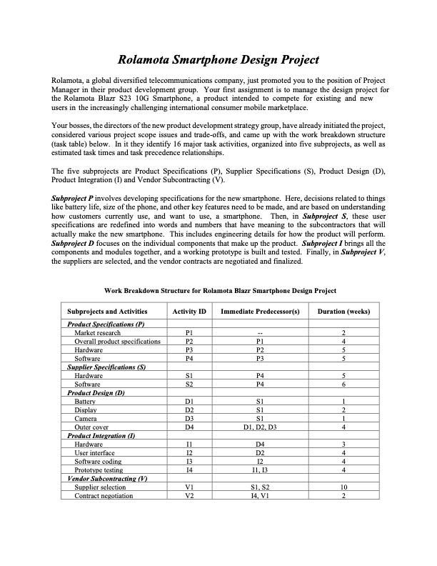  Complete the following. [Please show your work.] a. Draw the project