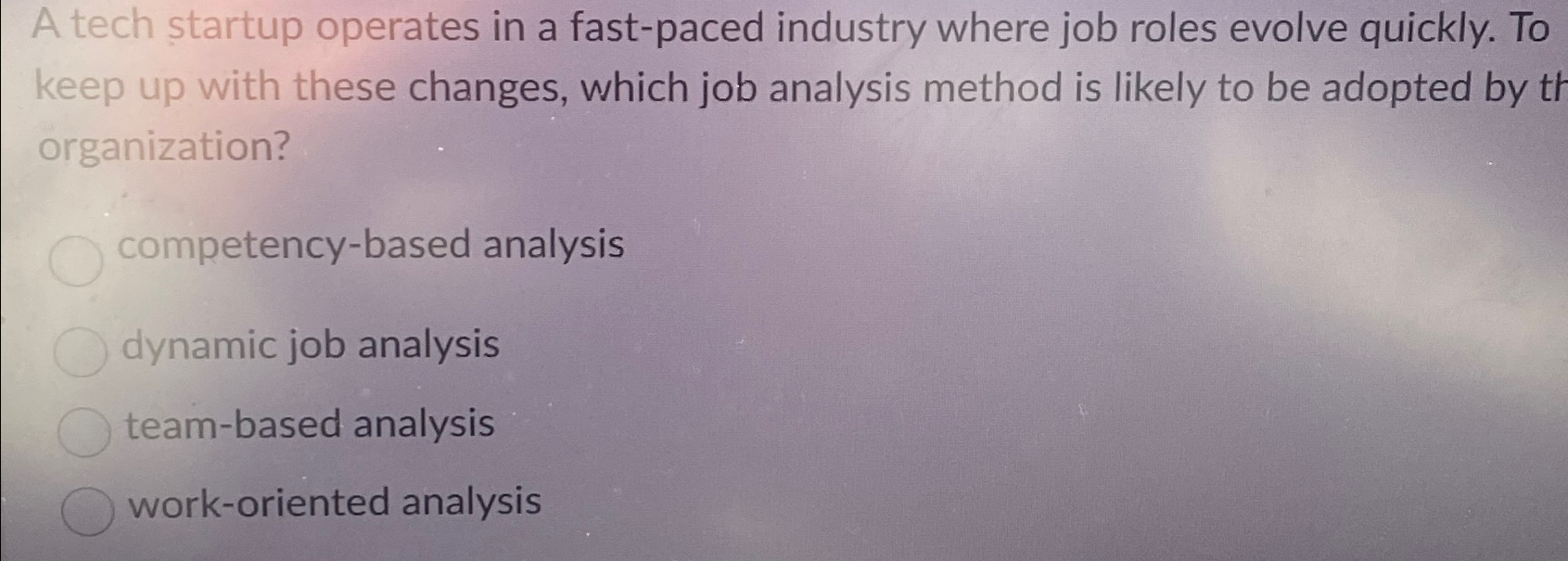  A tech startup operates in a fast-paced industry where job roles
