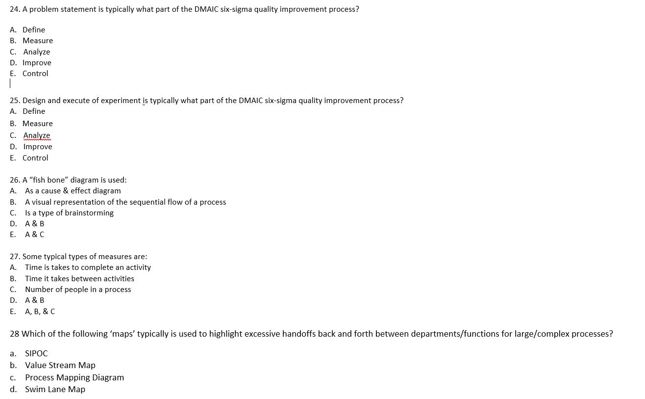  A problem statement is typically what part of the DMAIC six-sigma