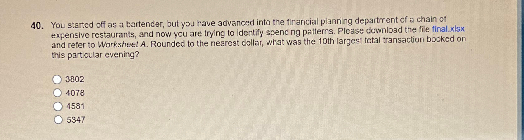  You started off as a bartender, but you have advanced into