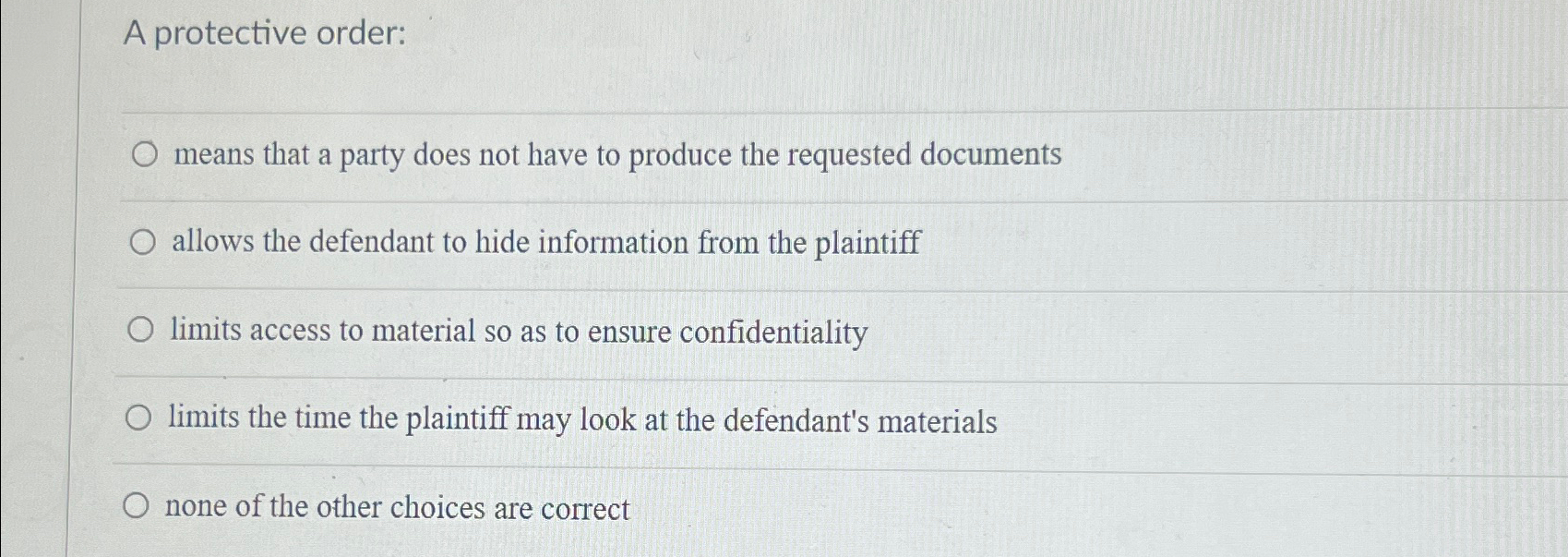  A protective order: means that a party does not have to
