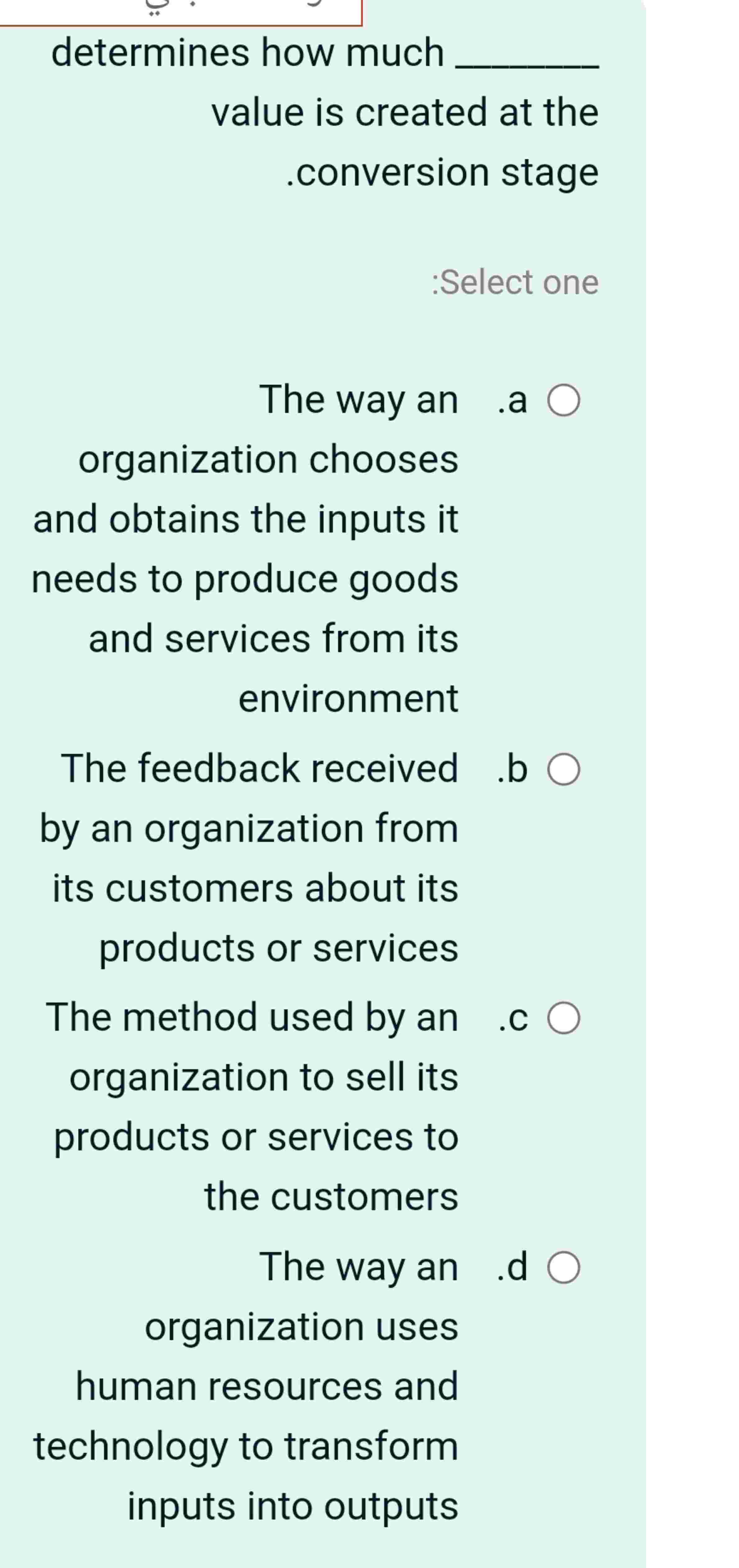  determines how much value is created at the .conversion stage :Select